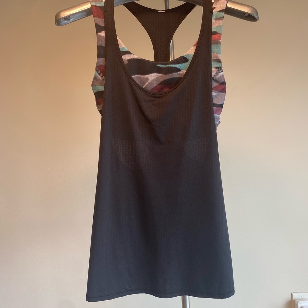 Lululemon All Sport Support Tank Top Sports Bra Black / Mini Coast Camo Size: 0 - Picture 5 of 9